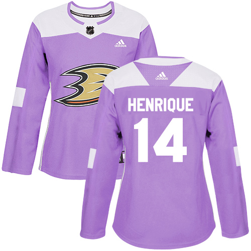 Adidas Ducks #14 Adam Henrique Purple Authentic Fights Cancer Women's Stitched NHL Jersey